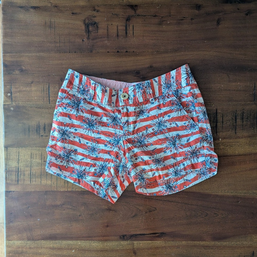Lilly Pulitzer Callahan Short Red White Blue Firework Print 00 Americana RARE